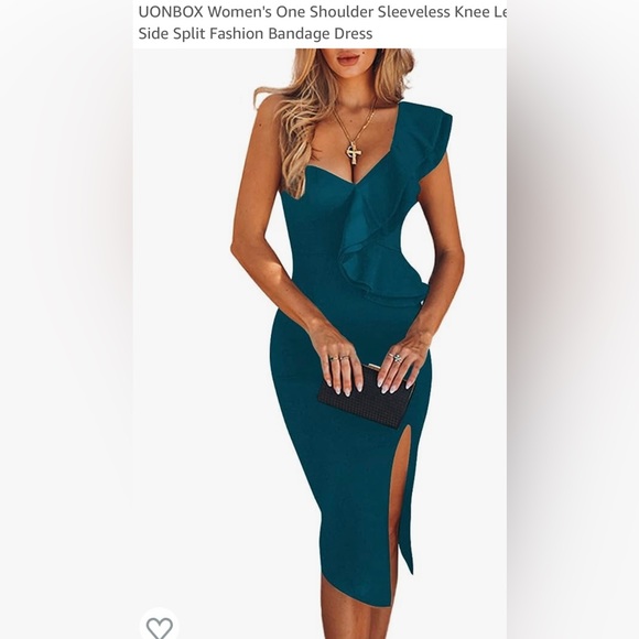 UONBOX Women's One Shoulder Bowknot Bandage Dress – Long Sleeve, Knee Length, Club Party Dress